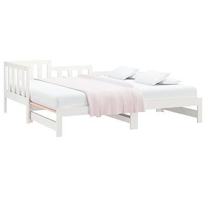 Slaapbank uitschuifbaar massief grenenhout wit 2x(90x200) cm