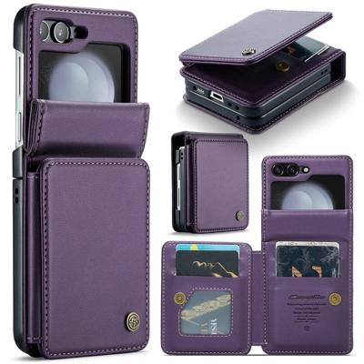 CaseMe Samsung Galaxy Z Flip 7 FE / Z Flip6 PU Leren Backcover hoesje met kaarthouder - Paars