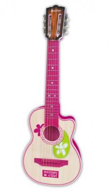Bontempi - Pink Wooden Guitar with 6 strings, 70 cm (207071)