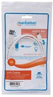 Manhattan USB-kabel USB 2.0 USB-A stekker, USB-micro-B stekker 1.80 m Wit UL gecertificeerd 324069 - thumbnail
