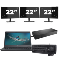 Fujitsu LIFEBOOK U7311 - Intel Core i5-11e Generatie - 13 inch - 16GB RAM - 256GB SSD - Windows 11 Home + 3x 22 inch Monitor - thumbnail