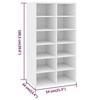 Schoenenrek 54x34x100,5 cm bewerkt hout wit - thumbnail