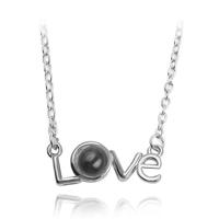 Liefde geheugen 100 talen ik hou van je projectie liefde brief hanger ketting (Love letter zilver) - thumbnail
