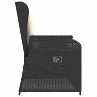 Tuinbankje verstelbaar met kussens poly rattan zwart - thumbnail