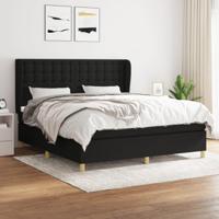 Boxspring met matras stof zwart 160x200 cm - thumbnail