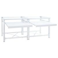 Dubbele wasmachine sokkel met uittrekbare planken wit - thumbnail