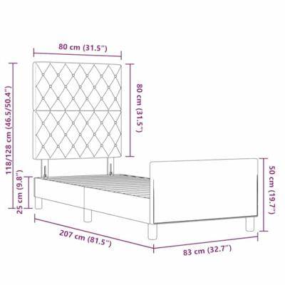 Bedframe met hoofdeinde Donkergrijs 80 x 200 cm Fluweel