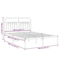 Bedframe met hoofdbord metaal zwart 140x200 cm - thumbnail