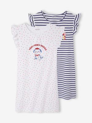 Set van 2 nachtjassen voor meisjes marineblauw