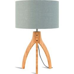 Good&Mojo Tafellamp 'Annapurna' Bamboe en Eco linnen, kleur Lichtgrijs Good&Mojo Tafellamp 'Annapurna' Bamboe en Eco linnen, kleur Lichtgrijs