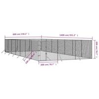 Hondenkennel voor buiten 6x14x2 m gegalvaniseerd staal zilver - thumbnail