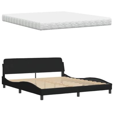 Bed met matras stof zwart 180x200 cm Bed met matras stof zwart 180x200 cm