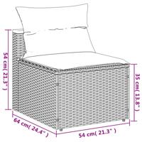 5-delige Loungeset met kussens poly rattan acacia grijs - thumbnail