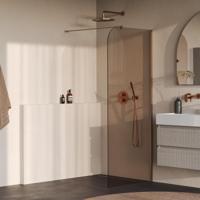 BRAUER Orion inloopdouche brons glas 100x200 incl. glascoating Geborsteld Koper PVD - thumbnail