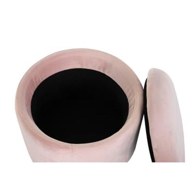 Voetensteun DKD Home Decor Zwart Roze Metaal Fluweel 42 x 42 x 42 cm