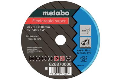 Metabo Accessoires Doorslijpschijven | Flexiarapid super | Ø 76x10 mm | Inox (5 st.) - 626870000 Metabo Accessoires Doorslijpschijven | Flexiarapid super | Ø 76x10 mm | Inox (5 st.) - 626870000