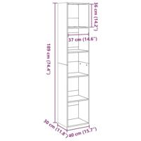 Boekenkast 40x30x189 cm bewerkt hout grijs sonoma eikenkleurig - thumbnail