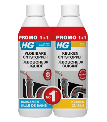 HG Vloeibare Badkamer + Keuken Ontstopper Promopack HG Vloeibare Badkamer + Keuken Ontstopper Promopack