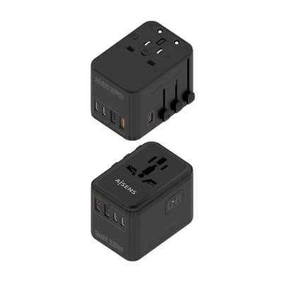 ADAPTADOR AISENS ENCHUFE UNIVERSAL VIAJE CARGADOR USB GAN 35W NEGRO