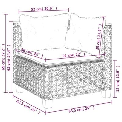 7-delige Loungeset met kussens poly rattan beige