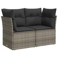 6-delige Loungeset met kussens poly rattan grijs - thumbnail