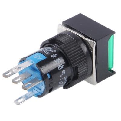 Auto DIY vierkante knop Push Switch with Lock & LED Indicator AC 220V(Green)