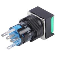 Auto DIY vierkante knop Push Switch with Lock & LED Indicator AC 220V(Green) - thumbnail