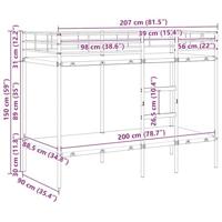 Stapelbed zonder matras 90x200 cm staal wit - thumbnail
