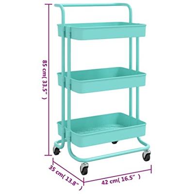 VidaXL Keukentrolley 3-laags 42x35x85 cm ijzer en abs turquoise