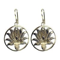 Oorbellen Lotus Messing Goudkleurig - thumbnail
