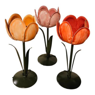 Theelichthouder tulp pastel 7,5x19cm