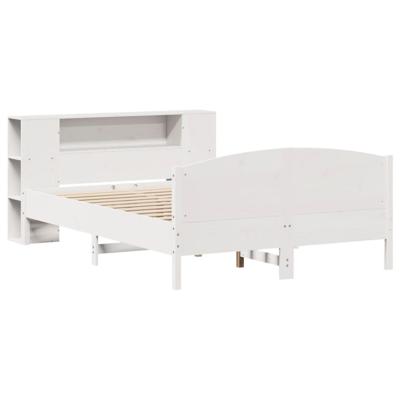 Bed met boekenkast zonder matras grenenhout wit 150x200 cm