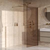BRAUER Oblivion inloopdouche brons glas 100x200 incl. glascoating PVD goud geborsteld - thumbnail