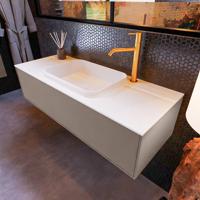 Badkamermeubelset Mondiaz Erin 120 cm met 1 Lade met RIDGE Wastafel Midden Talc met 1 kraangat Greeploos Mat Smoke - thumbnail