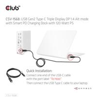 CLUB3D USB Gen2 Type-C Triple Display DP Alt mode Displaylink Dynamic PD Charging Dock met 120 Watt - thumbnail