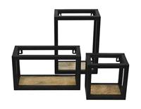 HSM Collection wandbox Levels - naturel/zwart - 25x14x35 cm - Leen Bakker - thumbnail