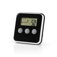 Nedis Vleesthermometer | Alarm / Timer | LCD-Scherm | 0-250 °C | Zilver / Zwart | 1 stuks - KATH105BK KATH105BK - thumbnail