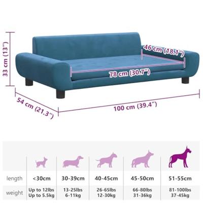 VidaXL Hondenmand 100x54x33 cm fluweel blauw