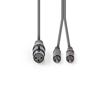 Nedis Gebalanceerde Audiokabel | XLR 3-Pins Female naar 2x RCA Male | 3 m | 1 stuks - COTH15220GY30 COTH15220GY30