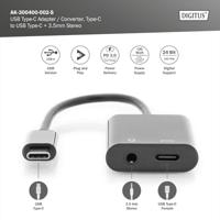 Digitus Audio Adapterkabel [1x USB-C stekker - 2x USB-C bus, Jackplug female 3,5 mm] AK-300400-002-S 20.00 cm Afgeschermd, Afgeschermd (dubbel) - thumbnail