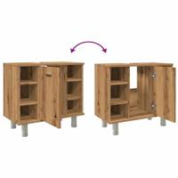 Badkamerkast 60x32x53,5 cm bewerkt hout artisanaal eikenkleur - thumbnail