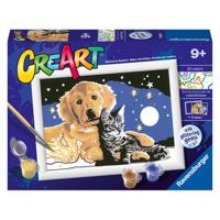 Ravensburger CreArt Schilderen op Nummer Hond en Poes Glitter - thumbnail
