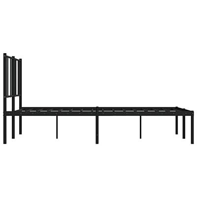 Bedframe met hoofdbord metaal zwart 135x190 cm