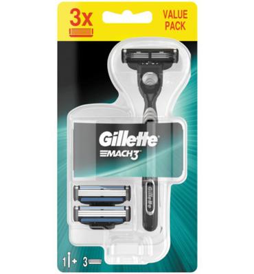 Gillette Mach3 Scheersysteem + 3 Mesjes Voor Mannen Gillette Mach3 Scheersysteem + 3 Mesjes Voor Mannen