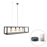 QAZQA Smart hanglamp zwart 4-lichts incl. Wifi G95 - Big Cage - thumbnail