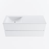 MONDIAZ VICA 120cm badmeubel onderkast Talc 2 lades. Wastafel CLOUD links zonder kraangat, kleur Talc. - thumbnail