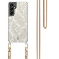 Samsung Galaxy S24 FE hoesje met beige koord - Palm leaves beige - thumbnail