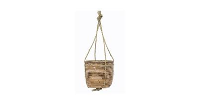 Rotan hangende plantenmand grijs 20x19cm Rotan hangende plantenmand grijs 20x19cm