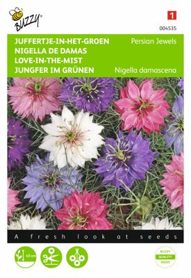Nigella, Juffertje-in-het-groen Persian Jewels gem. Nigella, Juffertje-in-het-groen Persian Jewels gem.