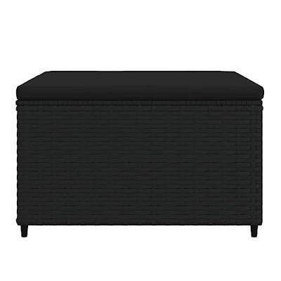 Voetensteun met kussen poly rattan zwart - thumbnail